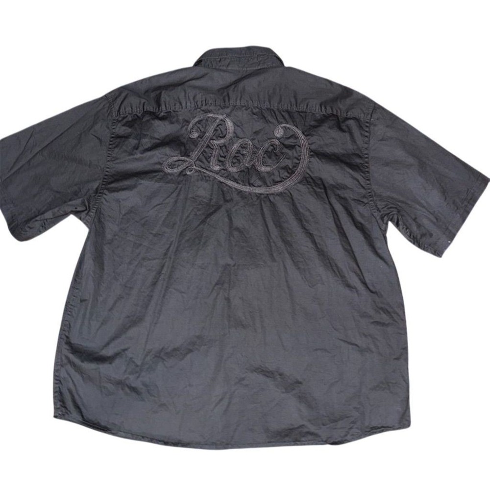Rocawear Men's Big 3X Black Embroidered Button-Up Shirt S/S Y2K ROC embroidered - Picture 3 of 9